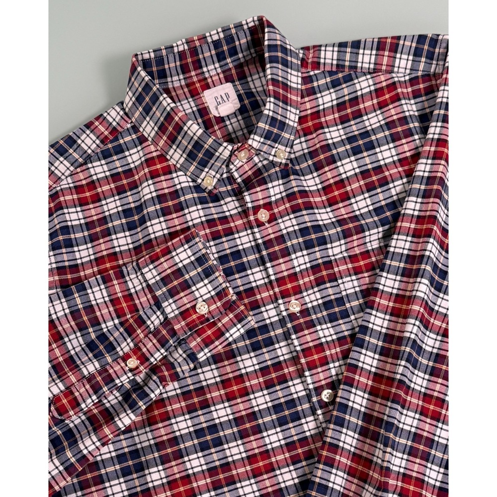 GAP Oxford Shirt Mens L Ox Plaid Lasalle Red Button Down Preppy